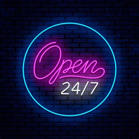 Premium Vector Neon Sign Open Hours Day Days Week