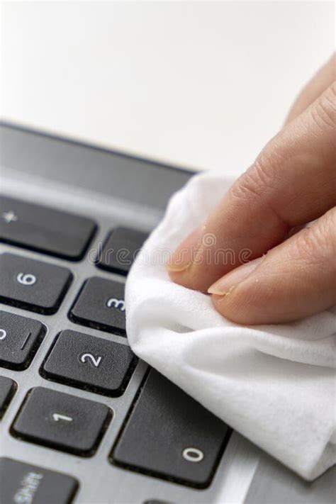 Keyboard Disinfection During Quarantine Stock Photo Image Of Alcohol