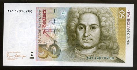 German banknotes 50 Deutsche Mark banknote 1989 Balthasar Neumann|World ...