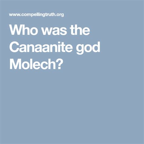 Who was the Canaanite god Molech? | God, Exodus, Worship