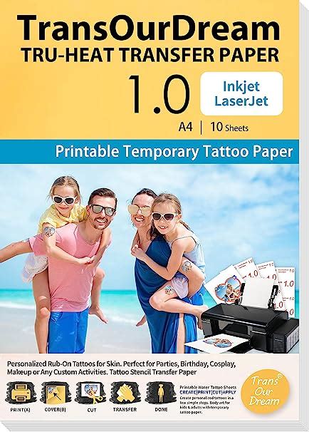 Transourdream Printable Temporary Tattoo Transfer Paper For Inkjet