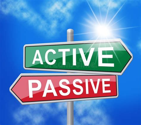 Active Vs Passive Signpost Demonstriert Positive Attitude 3d Illustration Stock Abbildung