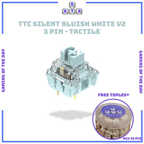 TTC Silent Bluish White V2 Tactile Mechanical 3 Pin Switch 3-Pin Gaming ...