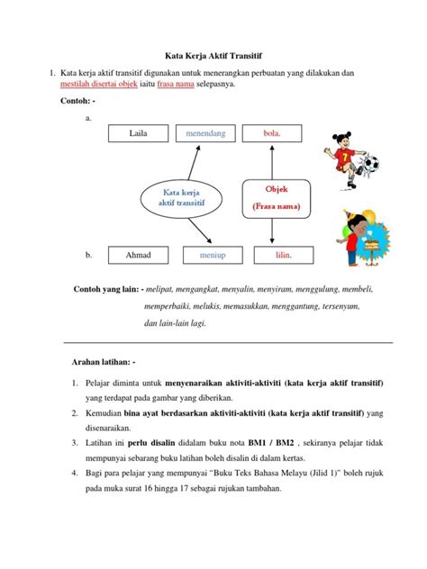 Latihan Kata Kerja Aktif Transitif Dan Tak Transitif Tahun 3 Kata Kerja Tema 6 Alam Sekitar