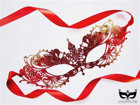 Red Lace Womens Masquerade Mask Venetian Mask Masquerade Party Mask Masquerade Ball Prom