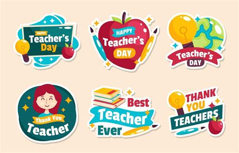 Happy Teacher Day Sticker Set Vector Art At Vecteezy