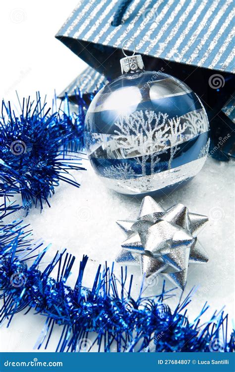 Blue and Silver Christmas Decorations Stock Image - Image of decoration, cane: 27684807