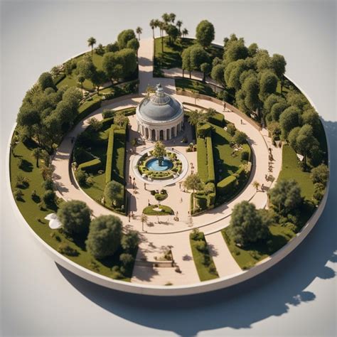 Miniatura isométrica del jardín de la concepción en el papel pintado de