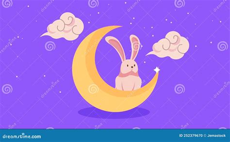 Happy Moon Festival Animation With Bunny Stock Footage Video Of Moon