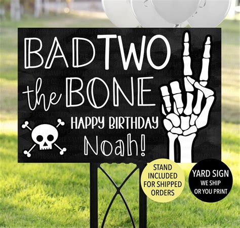 Bad Two The Bone Birthday Welcome Sign Skeleton Hand Sign Etsy