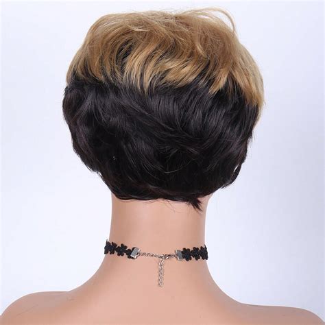 Highlight Synthetic Wigs Short Straight Pixie Cut Hair Bob Wig Honey