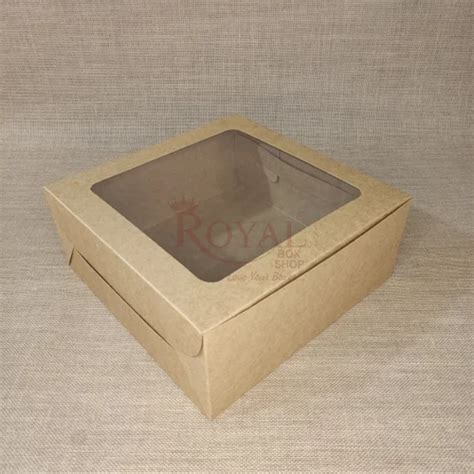 2000 Gram Window Cake Boxes 12x12x5 Brown Color Kraft At Rs 30 Piece