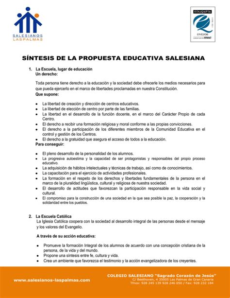 síntesis de la propuesta educativa salesiana