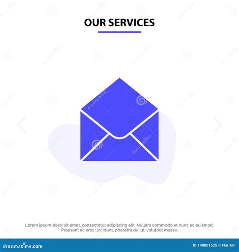 Our Services Sms Email Mail Message Solid Glyph Icon Web Card Template Stock Vector