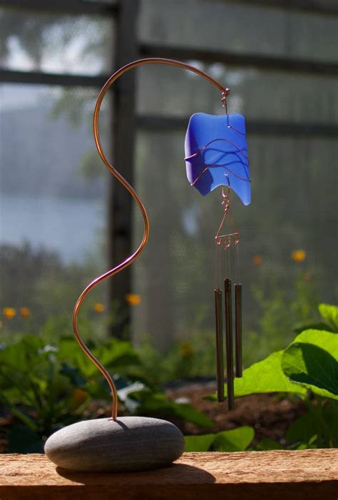 Freestanding Sea Glass Suncatcher Wind Chime Beach Stone Etsy Canada Wind Chimes Beach