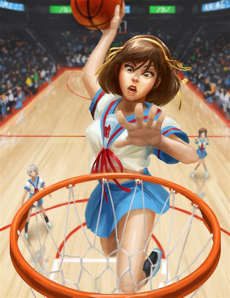 Safebooru 3girls Asahina Mikuru Basketball Basketball Court