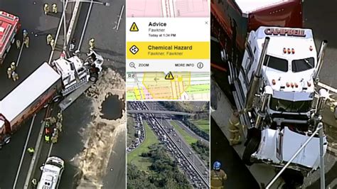 Western Ring Road Truck Crash In Melbourne Causes Chemical Hazard Alert