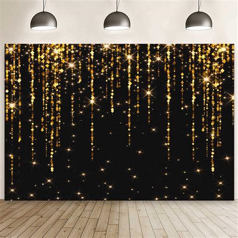 Amazon AIBIIN 8x6ft Black And Gold Backdrop Wedding Anniversary