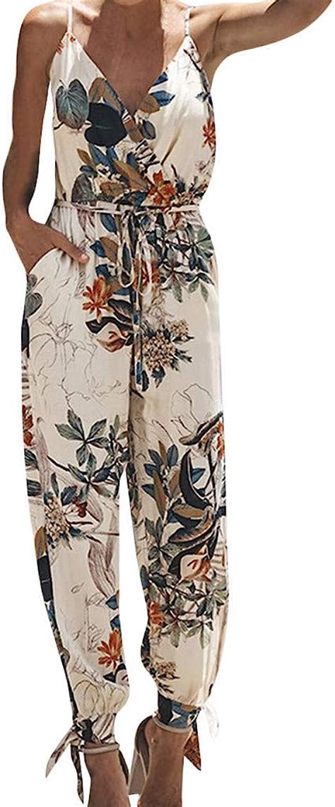 Jumpsuit Damen Lang Sommer Elegant Schulterfrei V Ausschnitt Träger