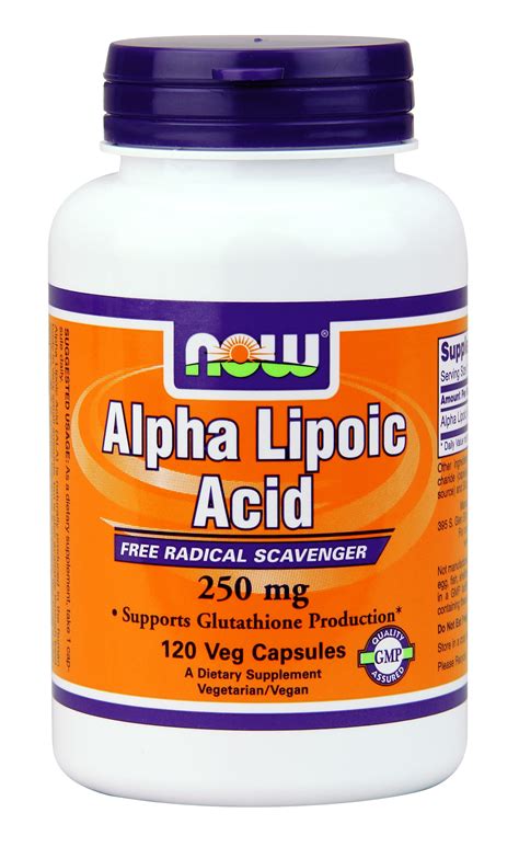 NOW Foods Alpha Lipoic Acid 250Mg 120 Vegetable Capsules Walmart