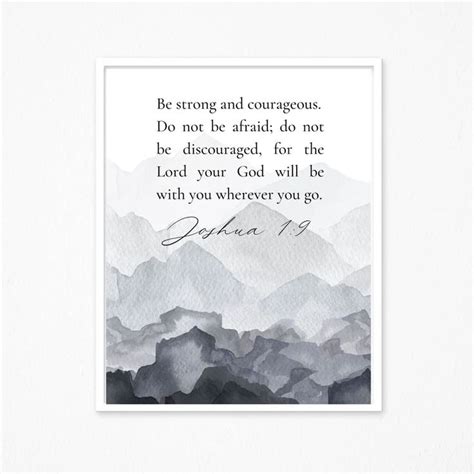 Be Strong And Courageous Printable Art Joshua 19 Christian Etsy