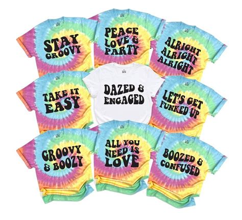 Tie Dye Bachelorette Party Shirts Retro Bachelorette Party Favors Dazed And Engaged Boozed