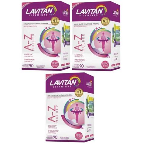 Kit 03 Lavitan Az Mulher Cimed 60 Comprimidos Cada Caixa Total 180