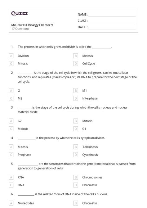 50 Chromosome Structure And Numbers Worksheets For 12th Class On