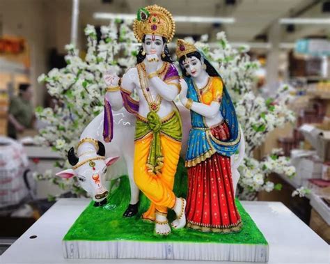 Large Radha Krishna Statue Big Radha Krishna With Cow Hindu God of Love Radha Krishna Idol for ...