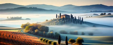 Premium AI Image | Beautiful sunset over Tuscany Italy