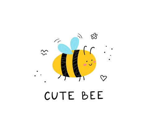 Funny hand drawn cute honey bee with lettering. Great for mugs, posters ...