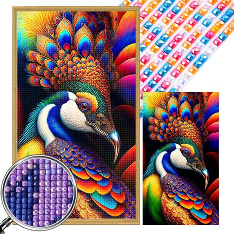 5D DIY Full Square Drill Diamond Painting Peacock Kit Home Decoration