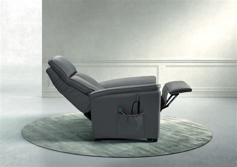 Fauteuil De Relaxation électrique 2 Moteurs Avec Releveur En Cuir Taupe Loriane