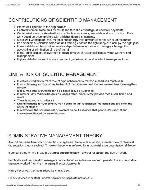 Principles AND Practices OF Management Notes KNEC Study Materials