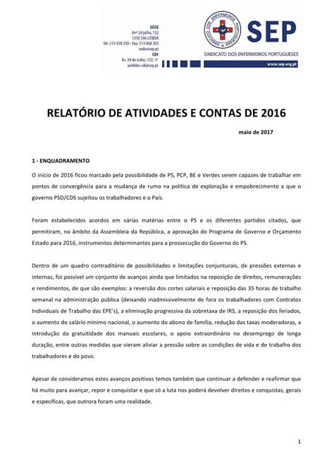 Pdf Relatório De Actividades E Contas 2016 Pt