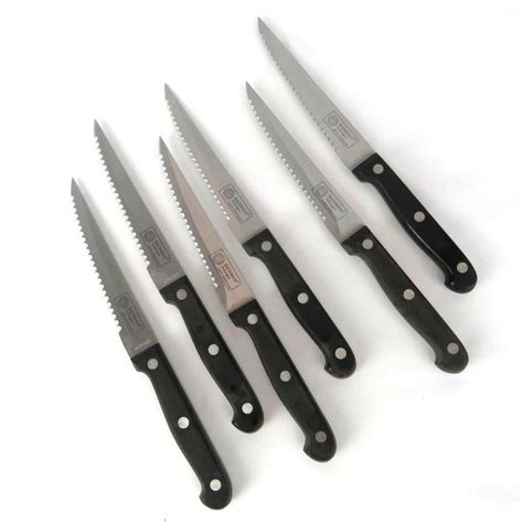 Bachmayer Rostfrei Solingen Serrated Steak Knives Set Of Black Handle