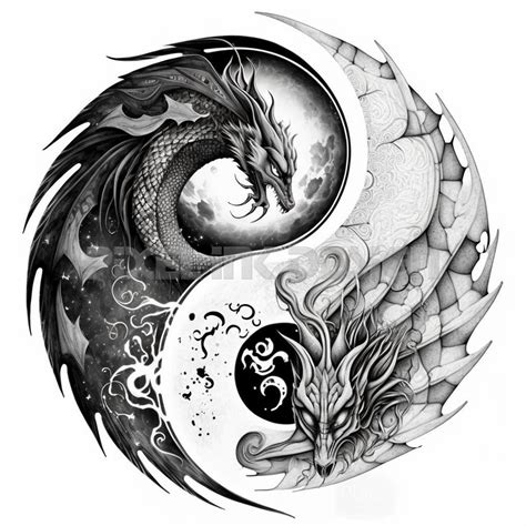 Yin & Yang Dragons Tattoo Design Download High Resolution Digital Art ...