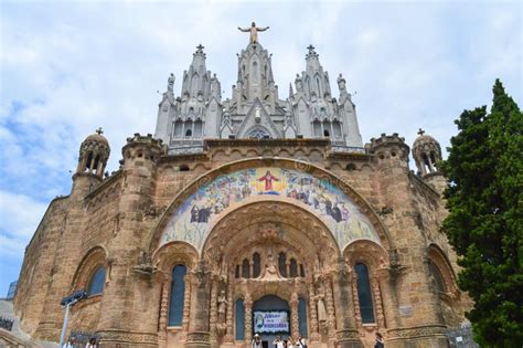 Sacred Heart Of Jesus Church On The Tibidabo Hill In Barcelona Spain