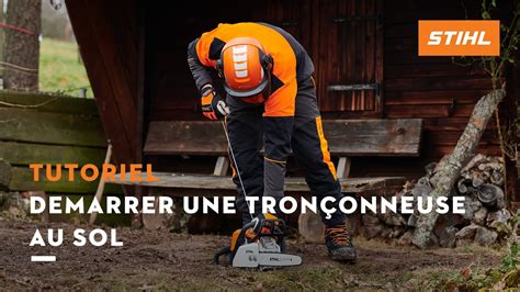 Tronçonneuse thermique MS 170 STIHL Démarrer une tronçonneuse au sol