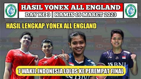 Hasil All England Hari Ini Day Tunjung Ginting Lolos Besar