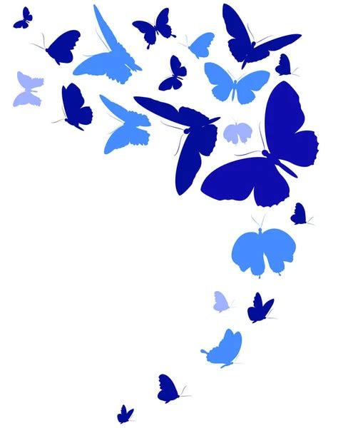 Conjunto Hermosas Mariposas Azules Aisladas Sobre Fondo Blanco Vector