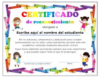 Certificado De Reconocimiento Para Los Niños