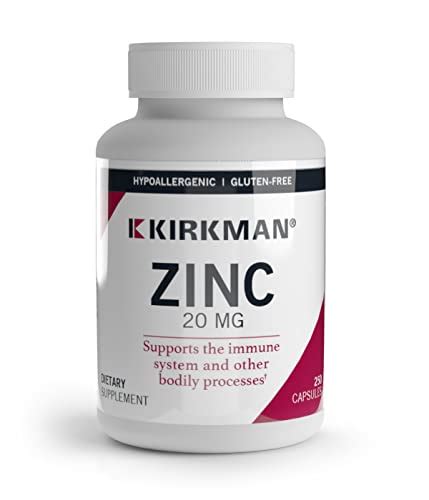 Kirkman Zinc 20 Mg 250 Cápsulas Apoyo Inmunológico Alta