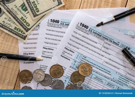 Tax Return Money Form Description Editorial Stock Image Image Of