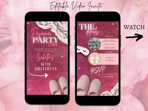 Digital Adult Pajama Party Invitation Adult Slumber Party Girls