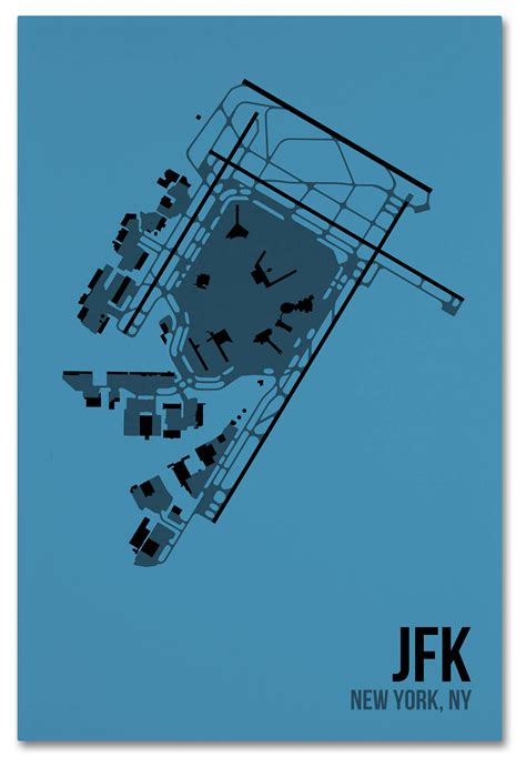 08 Left 'JFK Airport Layout' Canvas Art, 47"x 30" - Contemporary