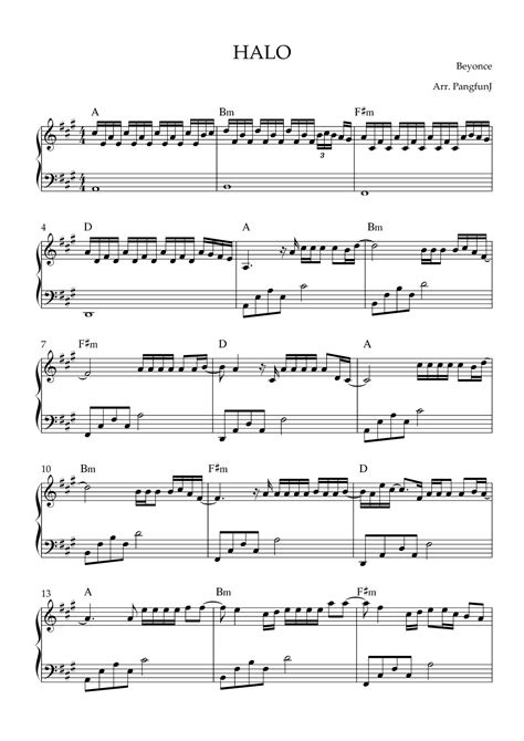 Halo Arr Pangfun J By Beyonce Sheet Music For Easy Piano At Sheet Music Direct