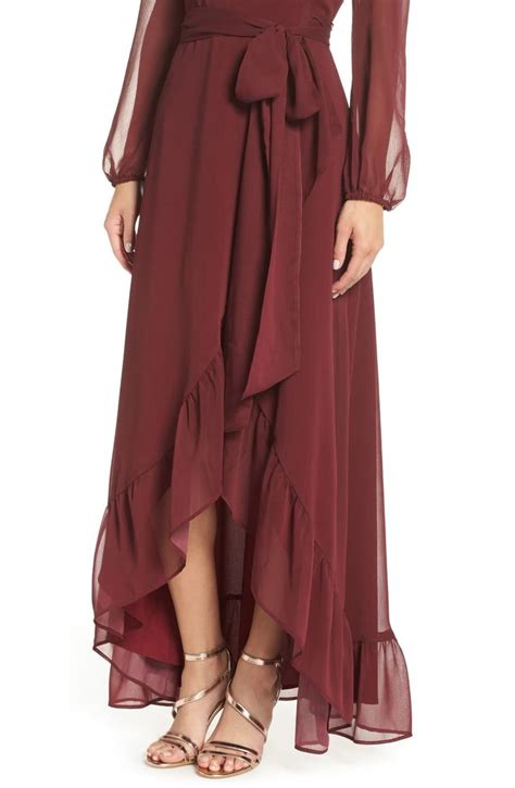 Wayf Meryl Long Sleeve Wrap High Low Cocktail Dress Nordstrom High Low Cocktail Dress