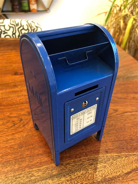 Sale Vintage 1970 S Blue Metal 7 5 U S Mail Box Etsy