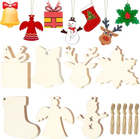 Amazon 28Pcs Unfinished Paintable Blank Wooden Christmas Festival